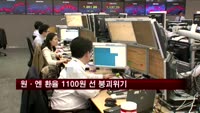 원·엔 환율 1100원 선 붕괴위기