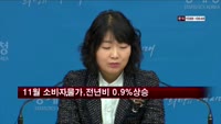 11월 소비자물가 전년비 0.9% 상승