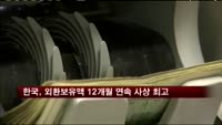 한국, 외환보유액 12개월 연속 사상 최고