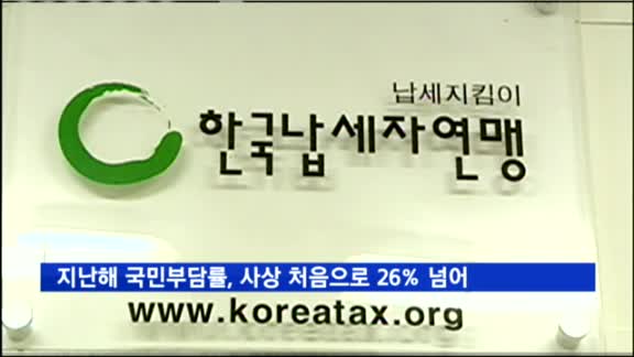 지난해 국민부담률, 사상 처음으로 26% 넘어