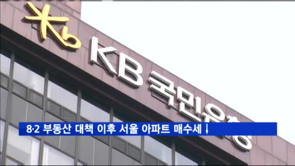 8·2 부동산 대책 이후 서울 아파트 매수세 감소