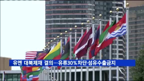 유엔 대북제재 결의…유류공급 30% 차단·섬유수출 금지