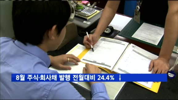 지난달 주식·회사채 발행 전월대비 24.4% 감소