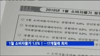 1월 소비자물가 1.0%↑…17개월래 최저