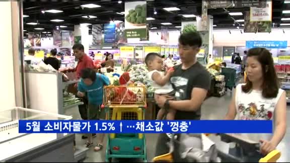밥상물가 '빨간불' 채소값 13.5%↑…5월 소비자물가 1.5% 올라
