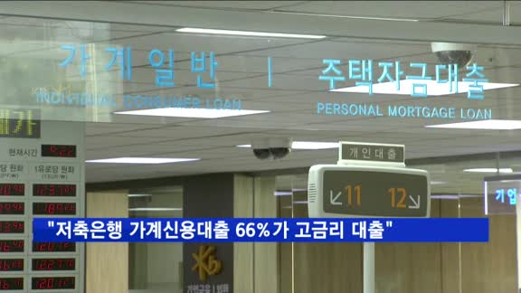 "저축은행 가계신용대출 66%가 고금리 대출"