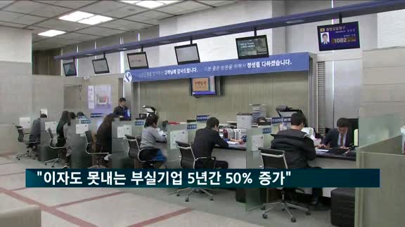 "이자도 못내는 부실기업 5년간 50% 증가"