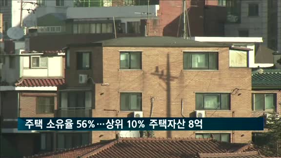 주택 소유율 56%…상위 10% 주택자산 '8억 원'