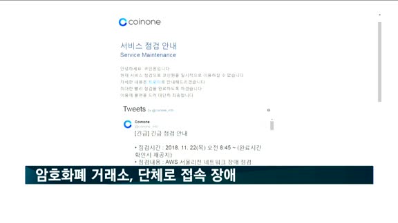 암호화폐 거래소, 단체로 접속 장애