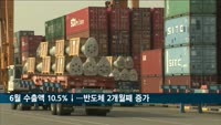 6월 수출액 10.5%↓…반도체는 2개월 연속 증가