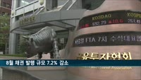 8월 채권 발행 규모 7.2% 감소…금융·회사채 감소 영향