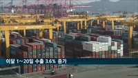이달 1∼20일 수출 3.6% 증가