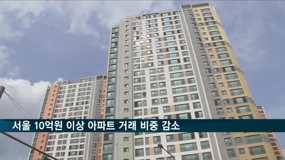 서울 10억원 이상 아파트 거래 비중 감소