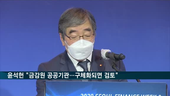 윤석헌 금감원장, 공공기관 지정 질문에 "구체화되면 검토"