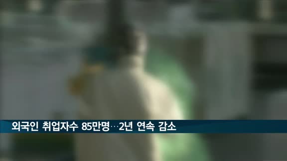 외국인 취업자수 85만명…2년 연속 감소