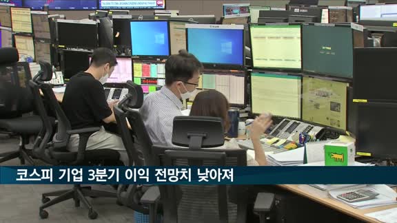 코스피 기업 3분기 실적 기대 낮아져…이익 전망치 한달새 34%↓