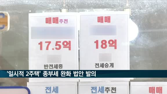 '일시적 2주택' 종부세 완화 법안 발의…소급 적용