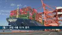 2월 1∼20일 수출 13.1% 증가…무역수지는 17억 달러 적자