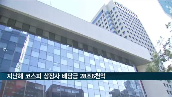 지난해 코스피 상장사 배당금 28조6천억 원…13.7% 감소