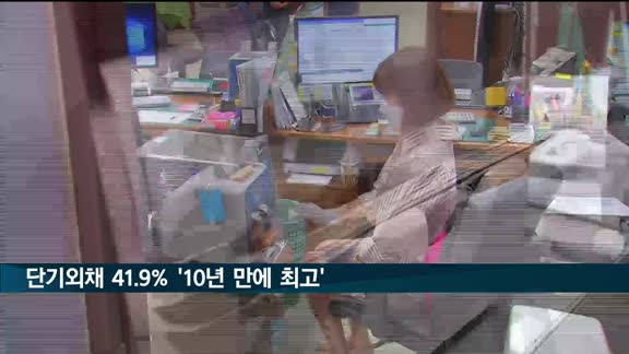 단기외채 41.9% '10년 만에 최고'