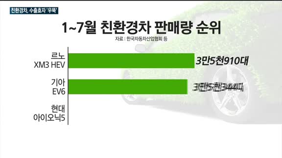 국내 친환경차, 수출 효자 '우뚝'…전기차 '기아 EV6'·하이브리드 '르노 XM3 HEV' 실적 '톱'