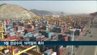 9월 경상수지 16억달러 흑자…전년 대비 89억달러↓