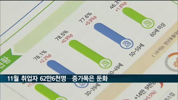 11월 취업자 62만 6천명, 증가폭은 반년째 둔화