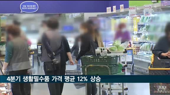 4분기 생활필수품 가격 평균 12.1% 상승