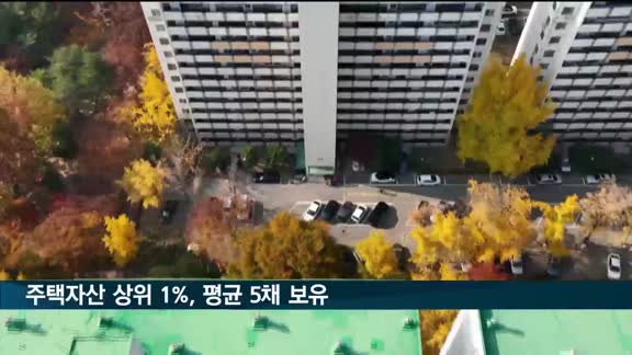 주택자산 상위 1%, 평균 5채 보유…공시가 34억5천만원