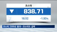 코스피 2500선 붕괴…코스닥도 2% 가까이 하락