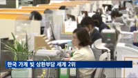 한국 원리금 상환부담·증가속도 세계 2위