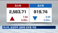코스피, 삼성전자 급등에 강보합 마감