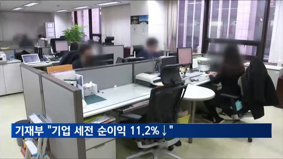 기재부 "기업 세전 순이익 11.2% 떨어져"