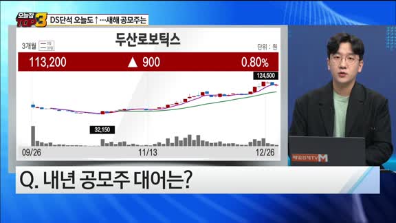 [오늘장TOP5 3위] '따따블' DS단석, 새해 공모주는?