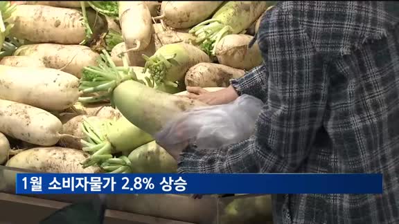 1월 소비자물가 2.8% 올라…농산물, 15%대 상승