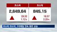 코스피·코스닥, 3거래일 연속 동반 상승…코스닥 2% 넘게 올라