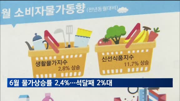 6월 물가상승률 2.4%…석달째 2%대