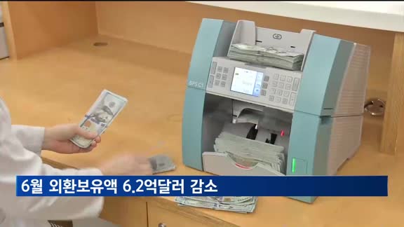 6월 외환보유액 6.2억달러 감소…외평채만기 등 영향