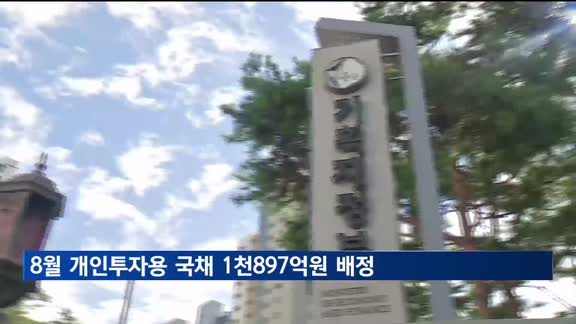 8월 개인투자용 국채 1천897억 원 배정