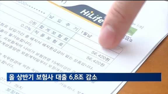 올 상반기 보험사 대출 6.8조 감소