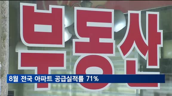 전국 아파트 공급실적률, 반년만에 70% 상회