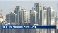 올 1∼8월 서울아파트 거래액 44.9조원