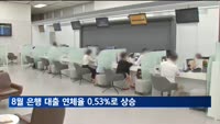 8월 은행 대출 연체율 0.53%로 상승