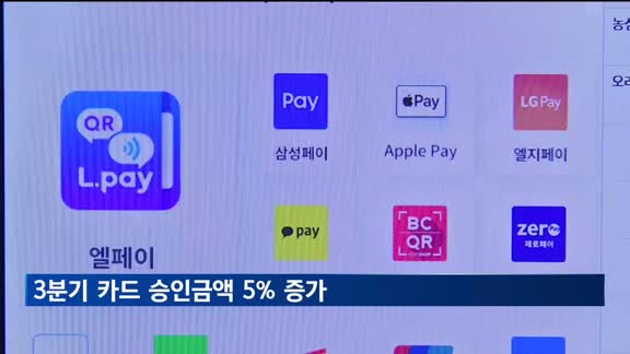 3분기 카드 승인금액 5% 증가…"내수 회복 조짐"