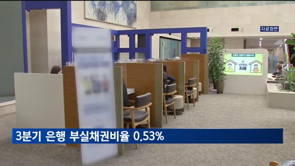 3분기 은행 부실채권비율 0.53%…상승 추세 둔화