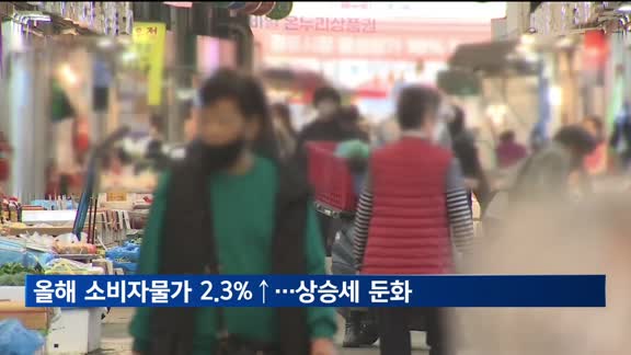 올해 소비자물가 2.3%↑…상승세 둔화