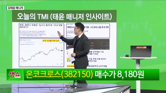 [생생한 주식쇼 생쇼] AI·신약 개발주 강세…온코크로스(382150) 신규 편입