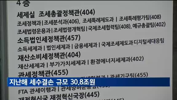 작년 세수결손 30조8천억 원…2년 연속 대규모 결손