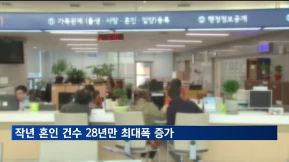 작년 혼인 22만 2천건, 28년만에 최대폭 증가…남성 초혼연령 하락