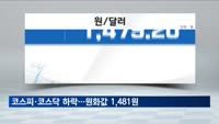 코스피·코스닥 동반 하락…달러당 원화값 1,481.1원